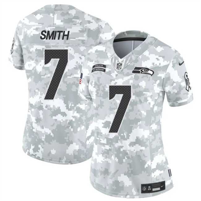 Womens Seattle Seahawks #7 Geno Smith 2024 F.U.S.E Arctic Camo Salute To Service Limited Stitched Jersey Dzhi